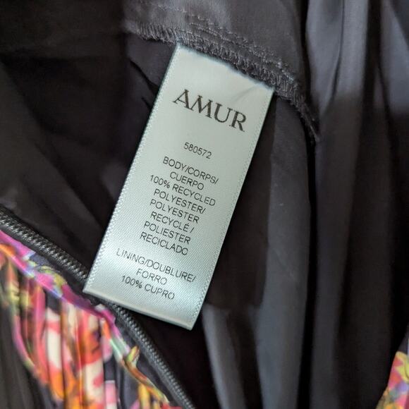 AMUR Londyn Pleated Tiered Maxi Dress Black Floral Size 8 Women's Preowned - Picture 10 of 12